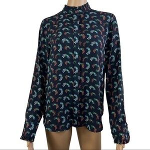 Ann Taylor Loft Women Top Peacock 🦚 Blouse Buttons Sz S